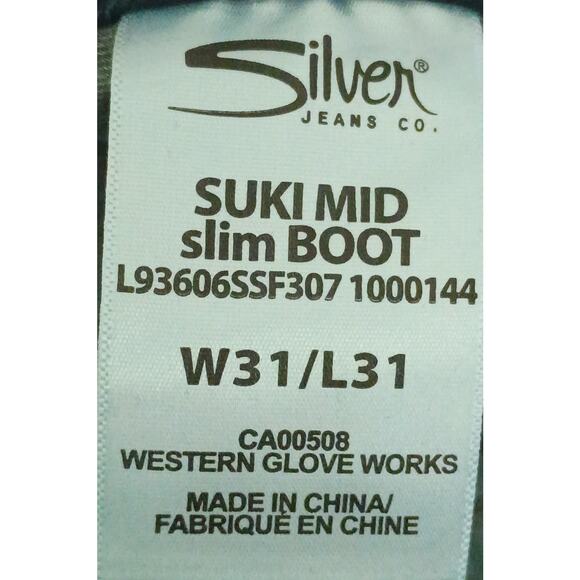 Silver Suki Mid Rise Slim Bootcut Embellished Pockets Cotton Stretch, Women 31 - Picture 6 of 7